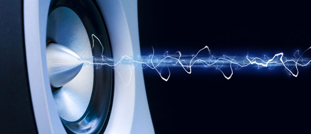 A Speaker Illustrating a sound wave. 