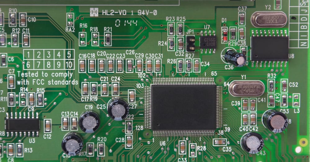 PCB with mounted oscillators