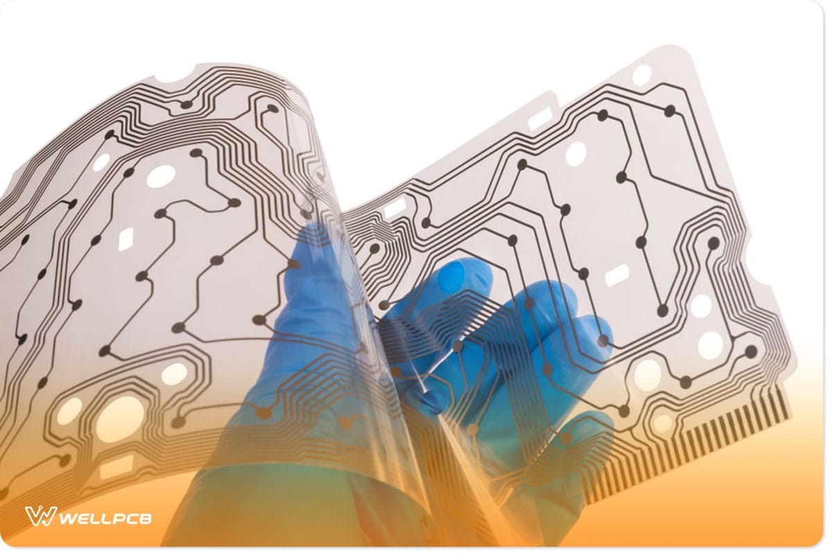 A hand folding a transparent PCB