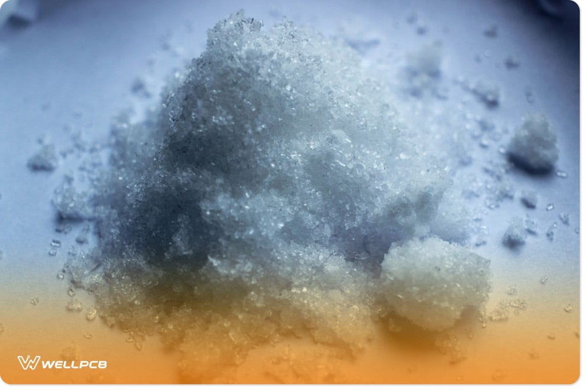 Close-up view of sulfate crystals