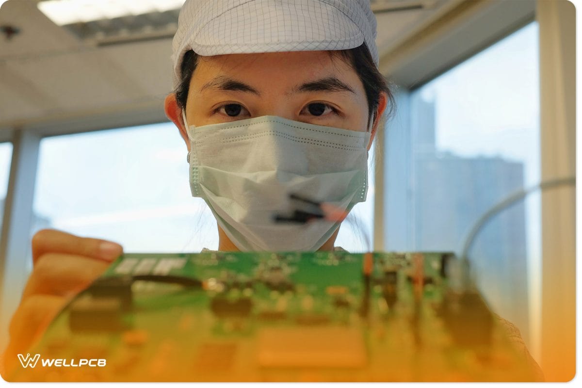 Female Electronic Manufacturing Employee Clean Suit