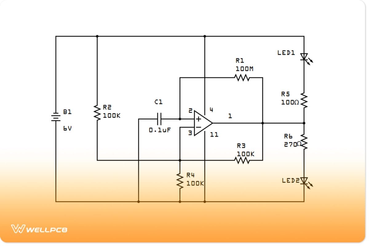 Op-amp LED Flasher