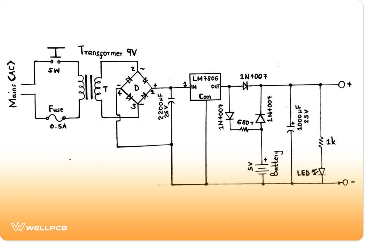 Simple circuit with a 5V backup batteryÂ