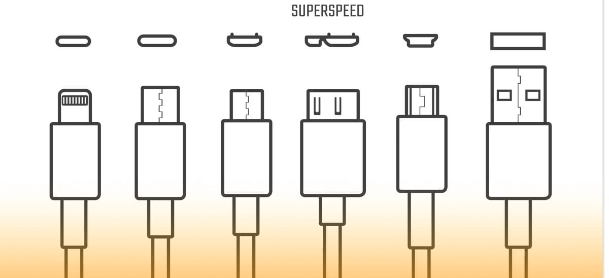 Usb Cables Icons Electronic Device Input Stock Vector