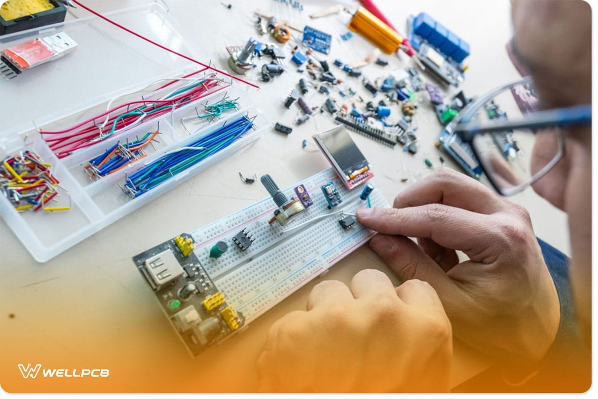 technician working on electronic equipment