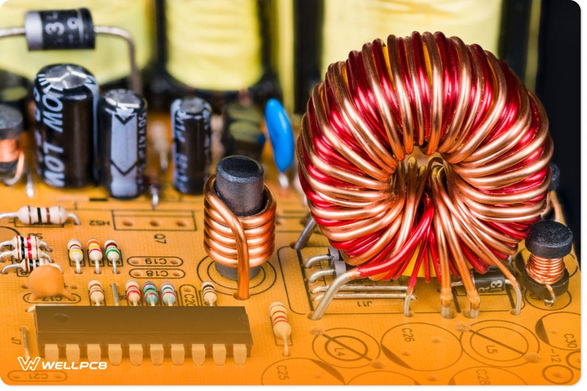 toroidal or cylindrical inductors at the magnetic core